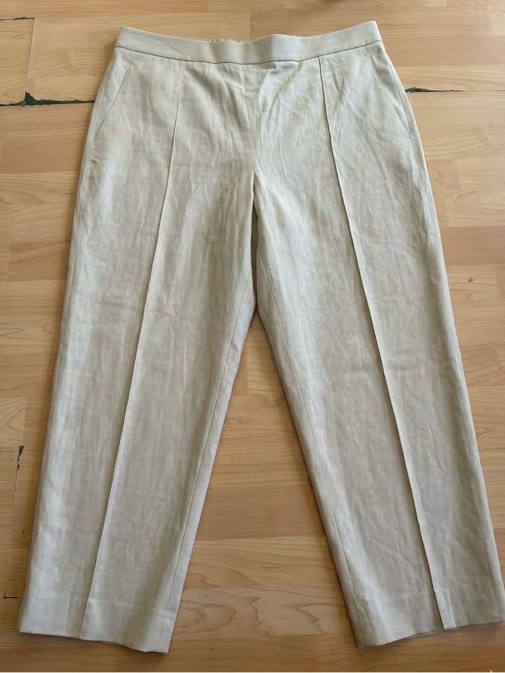 VINCE Tan Linen Blen Pull On Pants Size XL women Casual Elastic Waistband AB29